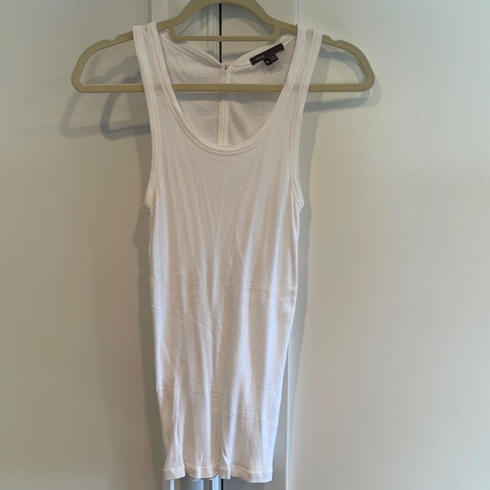 Vince Button Back Tank, White, Size Medium - image 1